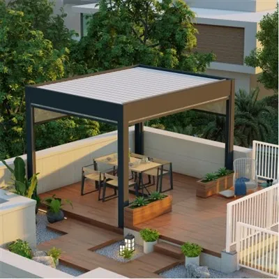 Pergola an Haus an Deck befestigt